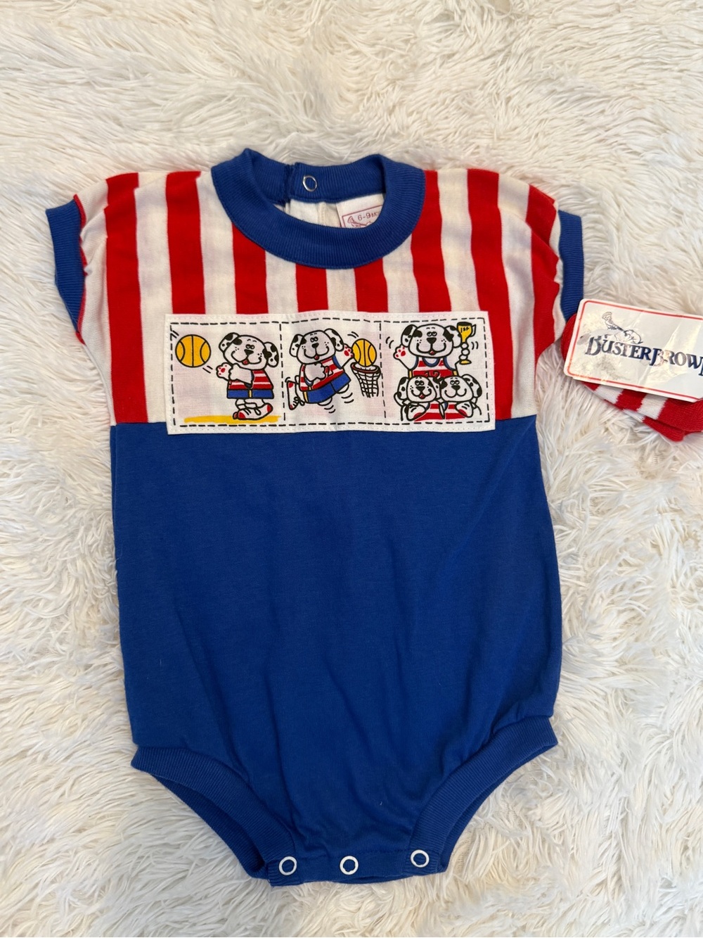 Vintage Buster Brown NWT Puppy Basketball Romper & Socks Set 6-9M